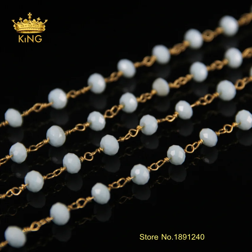 5 метров граненый Rondelle форма Абака стеклянная цепочка с бусинами из драгоценных