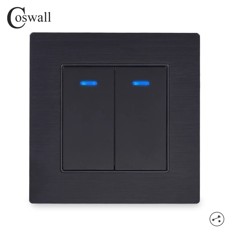 Coswall 2 Gang Way On / Off настенный выключатель света светодиодный индикатор