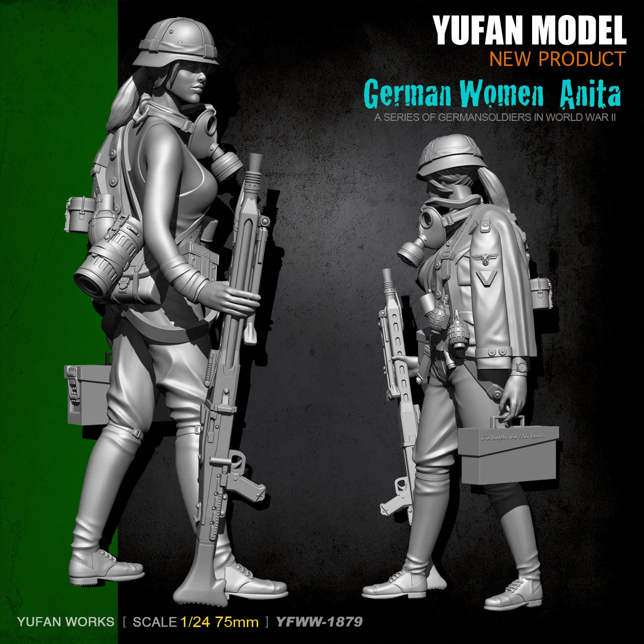 YuFan модель 1/24 смолы Наборы женский пулеметчик Смола Солдат YFWW-1879 | Игрушки и хобби