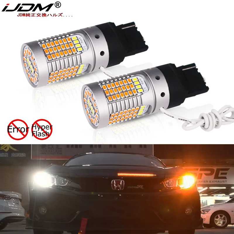 

IJDM без Hyper Flash 21 Вт 7440 светодиодный CANbus OBC W21W T20 светодиодный Белый/янтарный светодиодный светильник для дневного бега/сигнального поворота