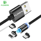 Магнитный usb-кабель FLOVEME 1 м, СВЕТОДИОДНЫЙ Магнитный зарядный кабель Micro USB для iPhone X 7 6 5 для Samsung Galaxy S8 S9 Type C Cabo