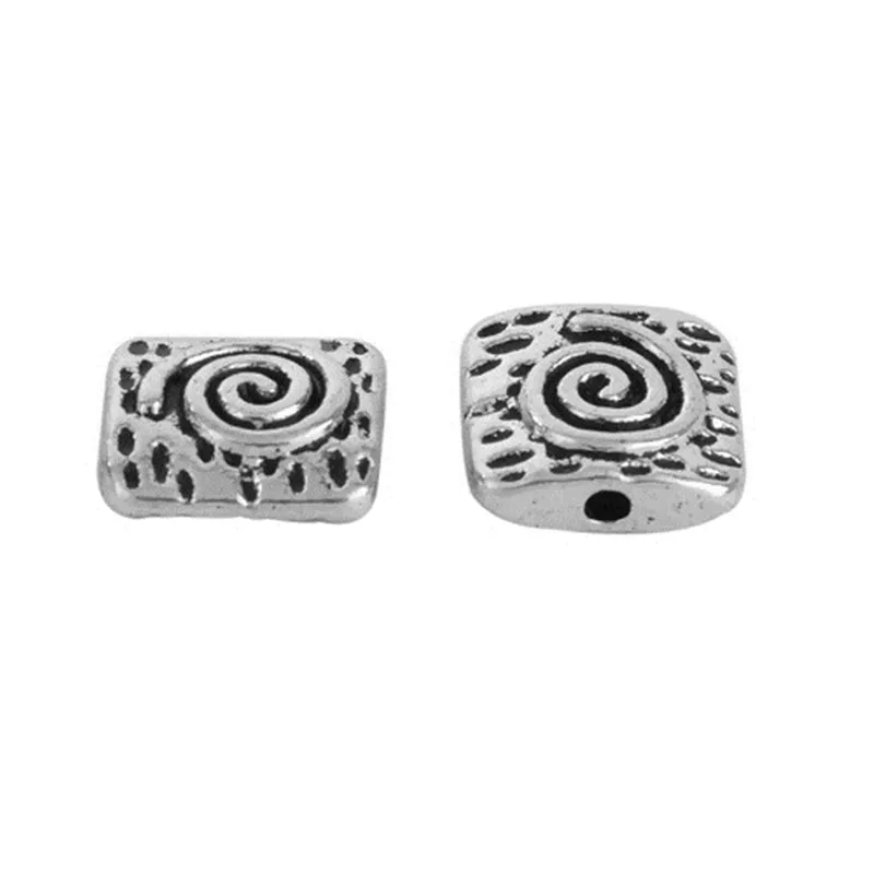 DoreenBeads бусины вставки из сплава квадратная спираль Антиквариат Серебро 10 мм (3/8