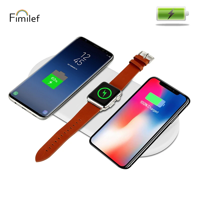 Беспроводное зарядное устройство Fimilef 3 в 1 с поддержкой быстрой зарядки по USB для