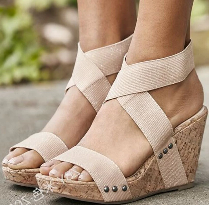 Женские босоножки на платформе и каблуке Chaussure женская летняя обувь с открытым
