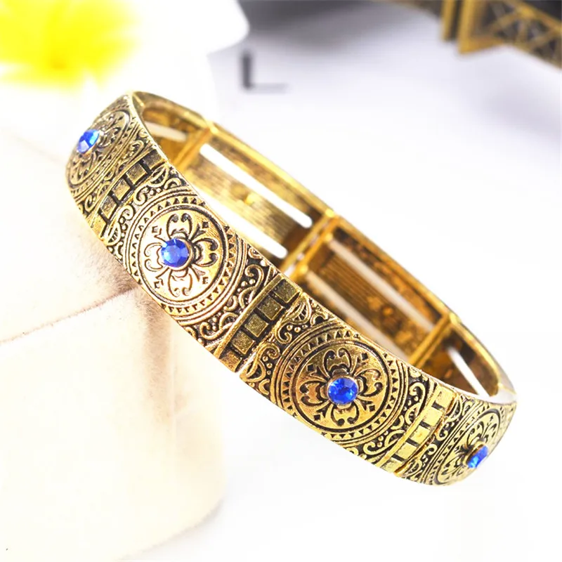 Женский винтажный браслет с узором ювелирное изделие из сплава разноцветными