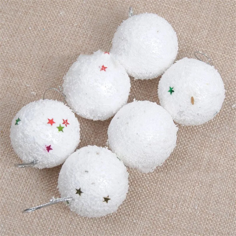 6 шт. диаметр 4 см Белый Рождественский Снежный шар для вечевечерние стандартные