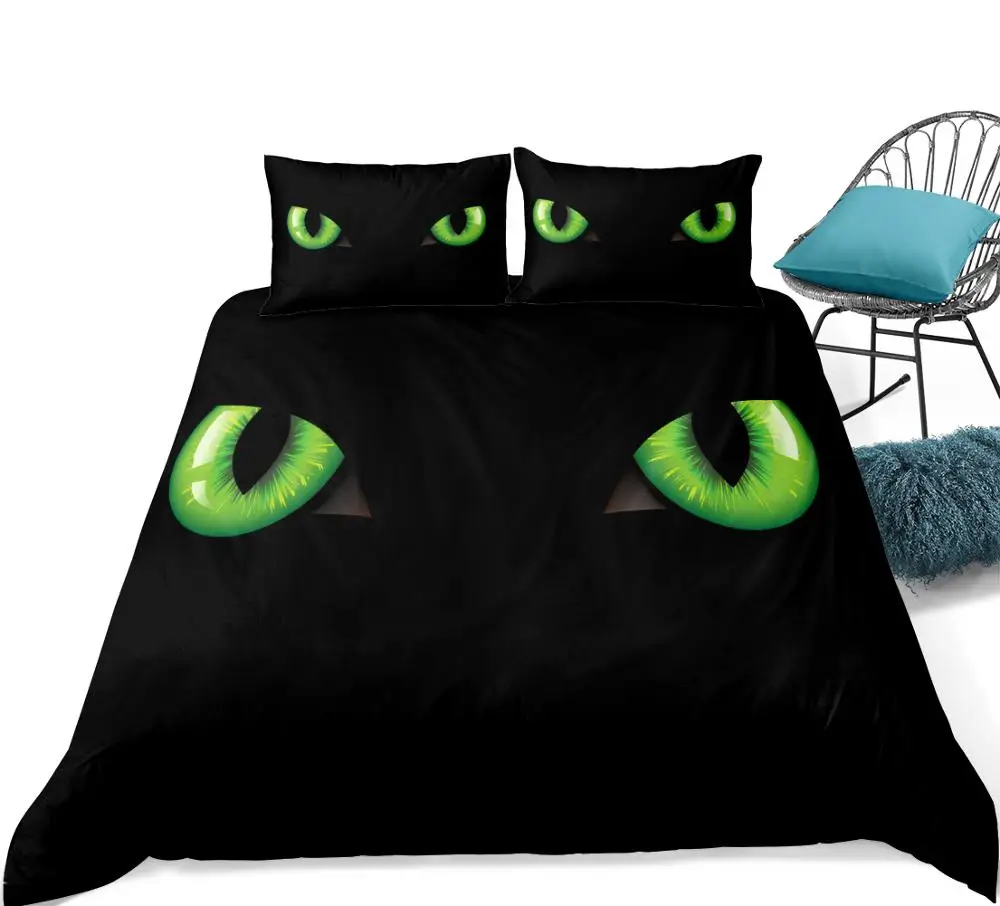 3D кошачий глаз постельных принадлежностей черное одеяло покрытие набор модное