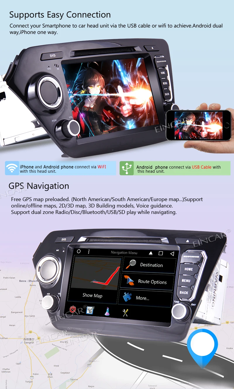 Eincar для KIA K2 Android 7 1 8 &quotHD Сенсорный экран автомобиля DVD стерео 2 Din радио gps