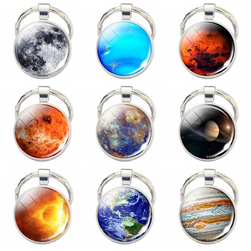 Брелок для ключей с солнечной системой металлический в виде планеты галактики