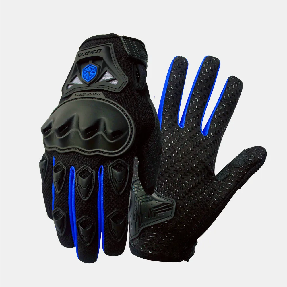 blue gloves SCOYCO MC29 мужские велосипедные перчатки противоскользящие, дышащие усиленные костяшки мото-перчатки противоударные для велосипеда/скутера/мотоцикла перчатки - Цвет: blue gloves