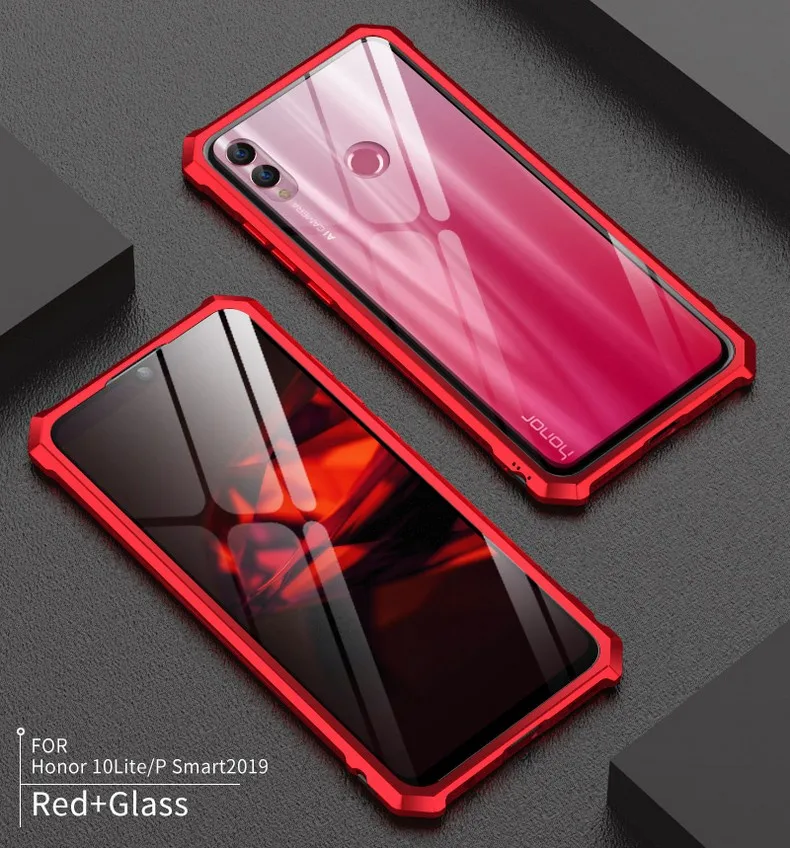 Honor 10 Lite чехол, роскошный металлический бампер для huawei Honor V20 8X MAX P Smart2019, противоударный чехол для huawei Nova 4, стеклянный чехол