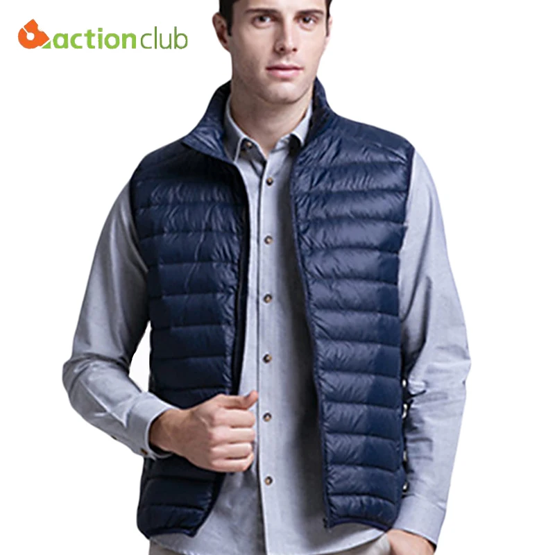 ACTIONCLUB мужская куртка без рукавов зимний толстый жилет на белом утином пуху