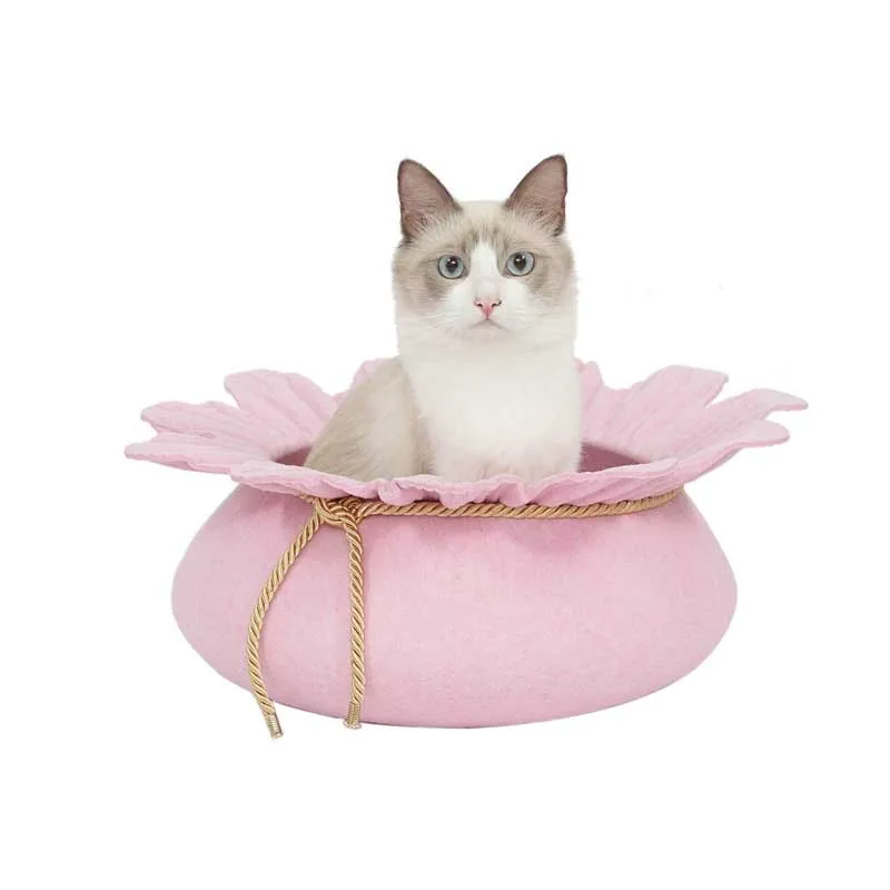 Цветочная Форма Pet кроватка для кота Войлок собака Конура для щенка пещера дом портативный Кот поставки