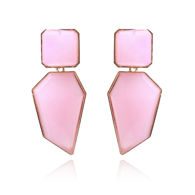 Bestessy, модные серьги-капли ZA из смолы для женщин, свадебные ювелирные изделия, Boho, элегантные блестящие Висячие массивные серьги, деревянные серьги - Окраска металла: Pink-1