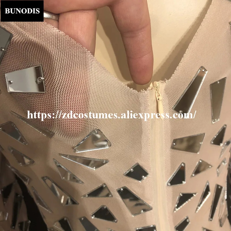 Женская юбка из сетчатой ткани ZD408 маленькие Серебристые блестящие зеркала