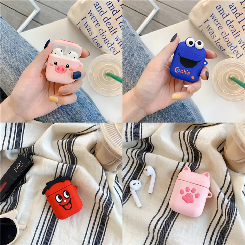 Мультяшный Мягкий силиконовый чехол для Apple Airpods противоударный iphone X 8 AirPods чехлы