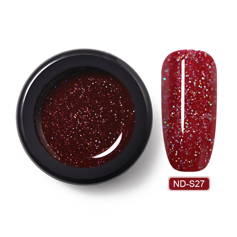 ND-S27 NICOLE DIARY 5 мл Блестящий Гель-лак для Ногтей Сияющий долговечный впитывающий УФ-гель с УФ-лампой красного цвета лак для дизайна ногтей - Цвет: ND-S27