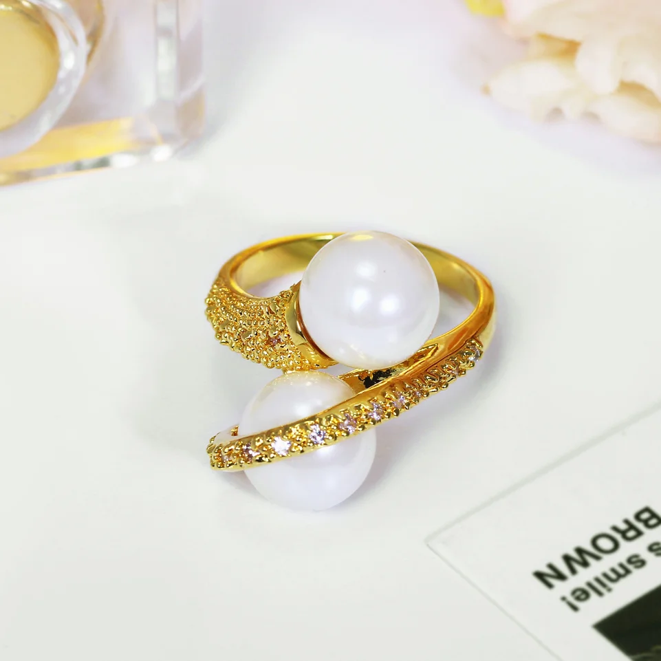 Дизайн Близнецы жемчуг высокое качество польский кубический циркон установка