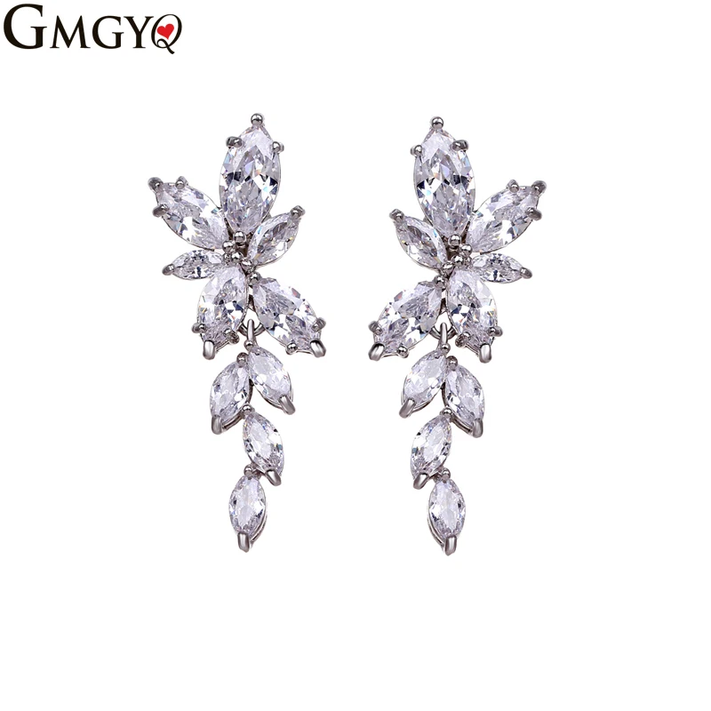 GMGYQ Aretes De Mujer impernos 2018 циркониевый режим Zomer Stijl Sieraden Lange bungelunde Leaf Oorbellen Voor