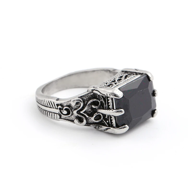 Солдат человек кольцо панк Рок Винтаж черный драгоценный камень крест палец