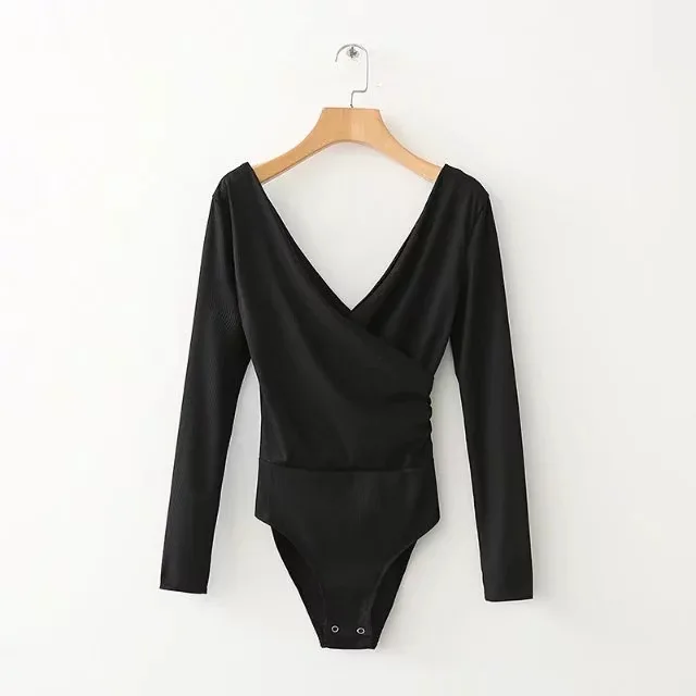 Облегающий боди с открытой спиной женский летний однотонный комбинезон