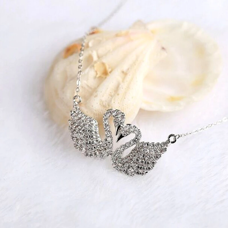 New Trendy Kiss Swan Necklace Pendant Wholesale Luxury Crystal Zircon 18N0007 | Украшения и аксессуары