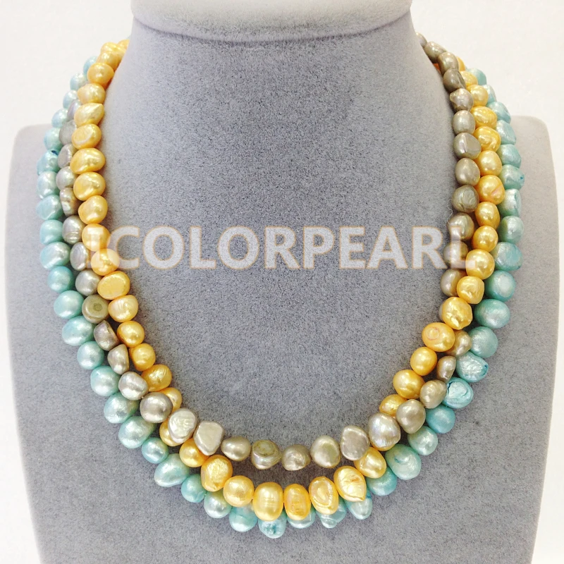 Ожерелье WEICOLOR Круглый разных цветов из натурального пресноводного перца 7-8 мм |