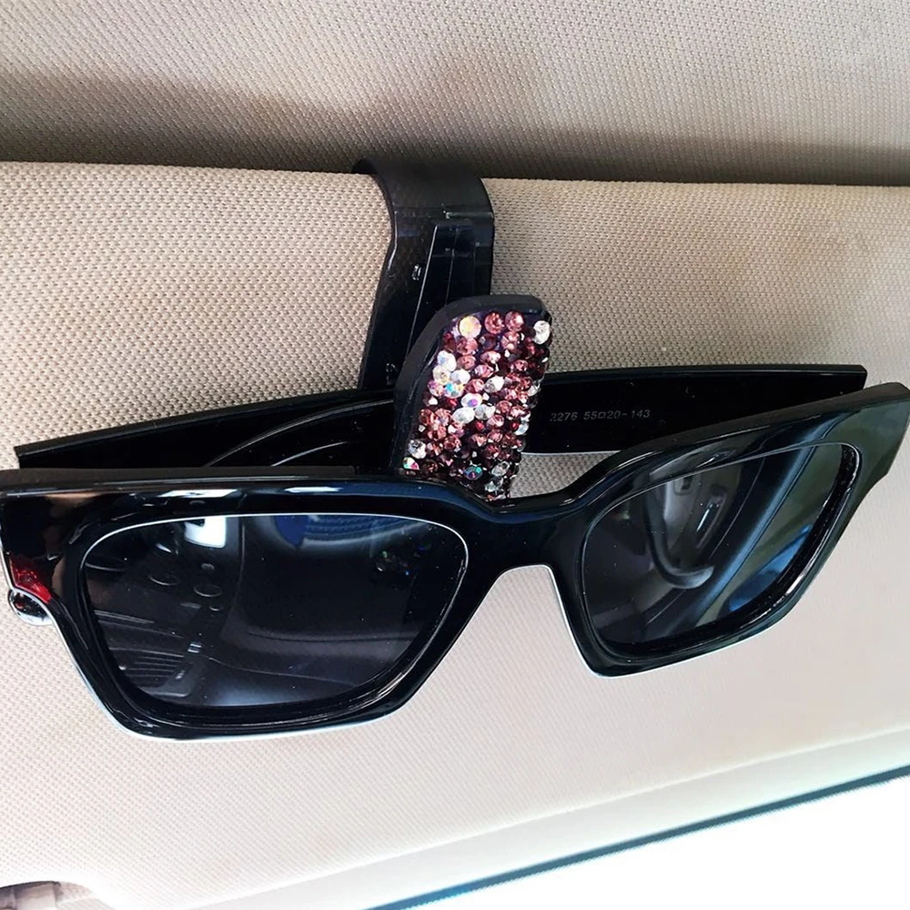 Универсальный автомобильный держатель для очков Алмазный блестящий зажим карт