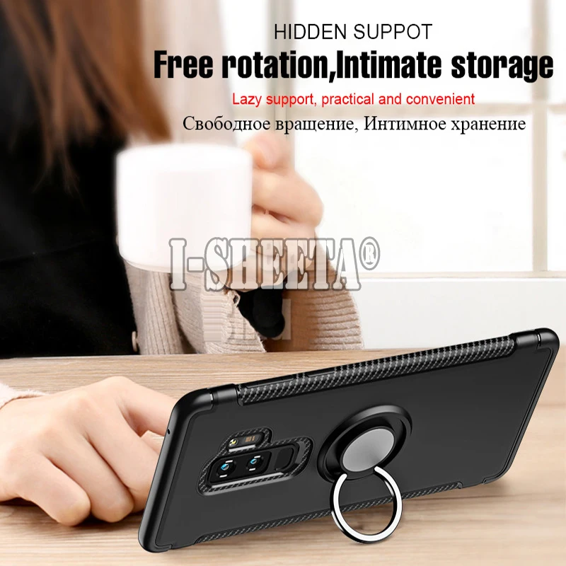 Luxury Armor Soft TPU Silicone Bumper Case On For Samsung Galaxy A6 Plus A9 Lite 2018 Shockproof Hard Cover Metal Ring Holder |