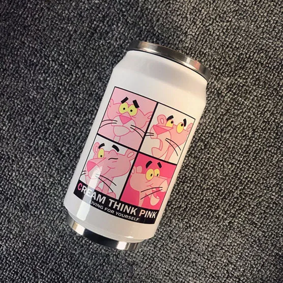 300ml Cute Funny With Straw Coffee Mug Vacuum Cup Thermos Stainless Steel Tumbler Thermocup Travel Drink Bottle Beverage Can - Цвет: D