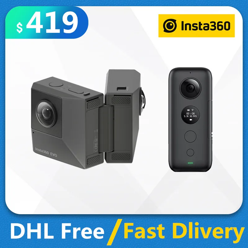Insta360 EVO 5,7 K видео 3D видеокамера для панорамной Insta 360 Камера для андроид iPhone XS/XS Max/XR/iPhone X/8/8 Plus/7/7 plus/6s/6s Плюс/SE