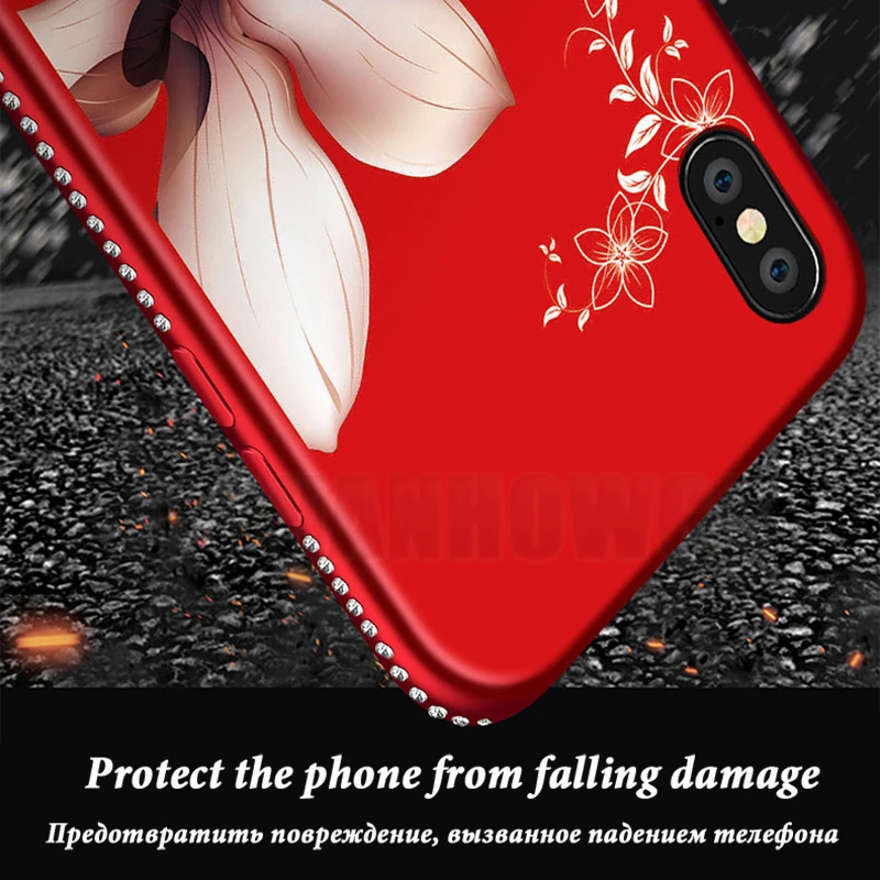 Мягкий матовый чехол из ТПУ с 3D рельефным цветком для Apple iPhone 6 6s 7 8 Plus X 10