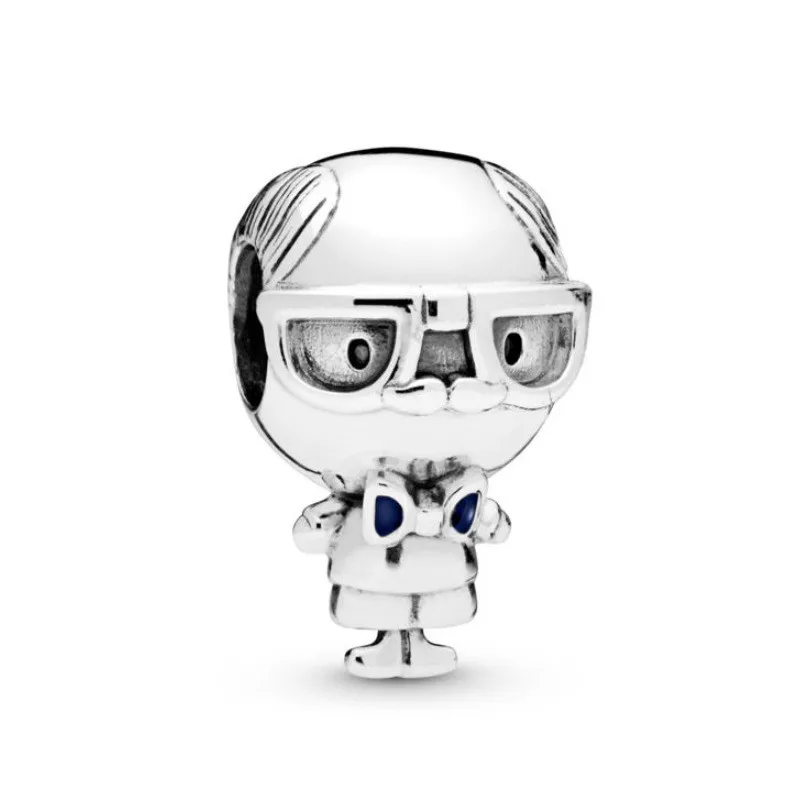 Браслет Pandora,, 925 пробы, серебряный, CZ, милый, для маленькой девочки и мальчика, сердце, робот, талисманы, бусины для дедушки и бабушки - Окраска металла: aas160
