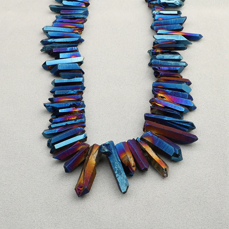 Камдоу DANLEN Друза природного камня Rock Raw Quartz Pillar синее титановое покрытие Beads 15