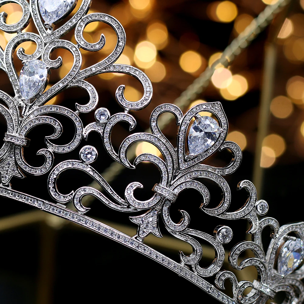 Высококачественные свадебные аксессуары для невесты кубический цирконий девушка белый цирконий голова в короне группа мяч
