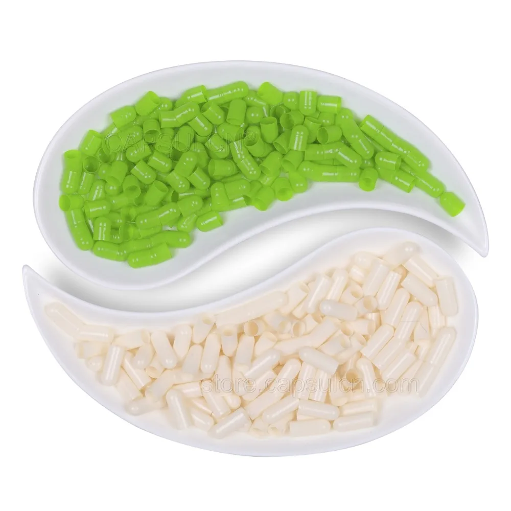 (5000 штук/коробка) Размер 2 пустой светильник зеленый и белый желатиновые капсулы