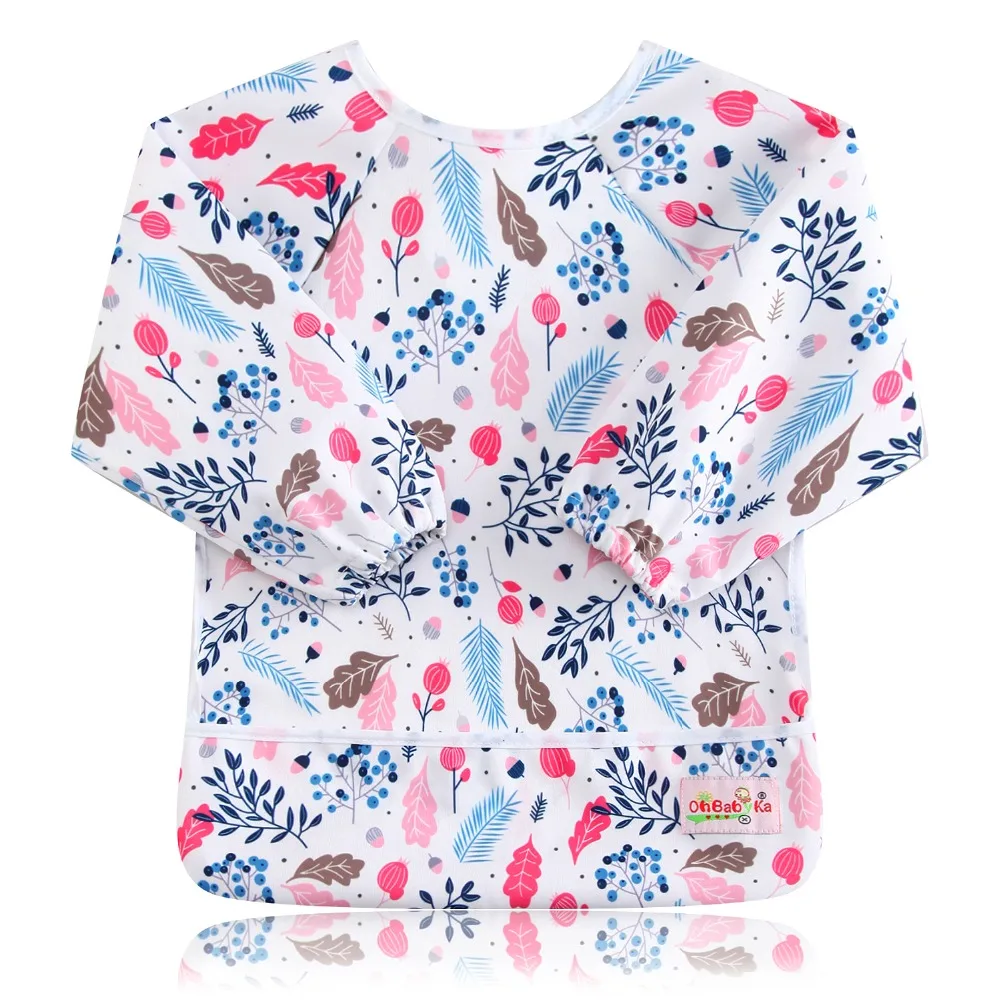 Ohbabyka Baby Feeding Bibs &amp Burp Cloths Long Sleeve Waterproof Reusable Slabbers Newborn Infant Eating | Детская одежда и