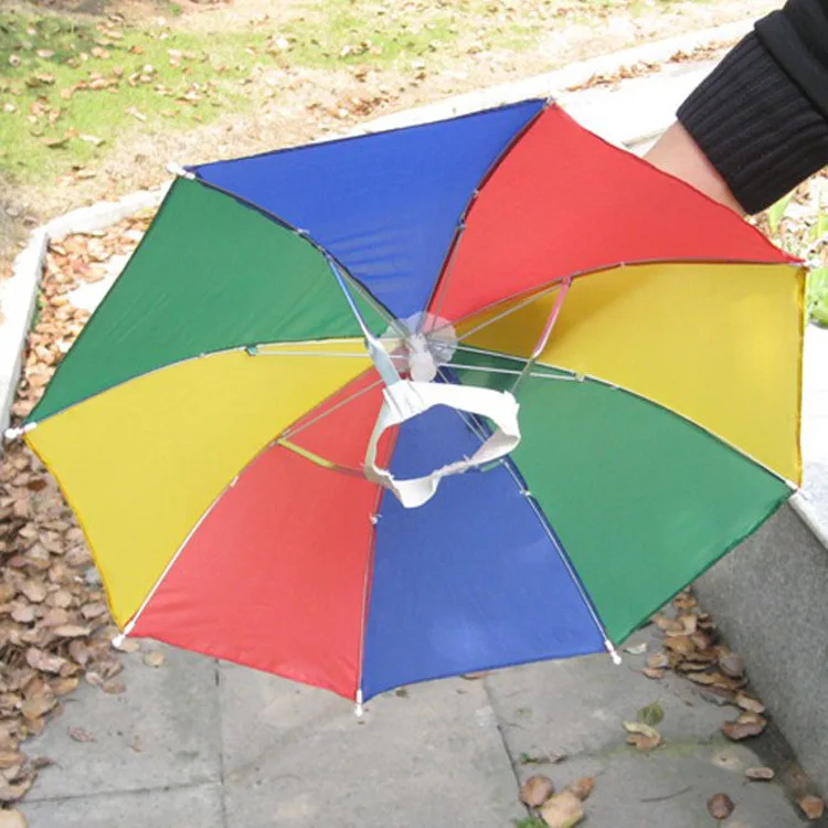 Новый складной зонт шляпа радужной расцветки головной убор для активного отдыха