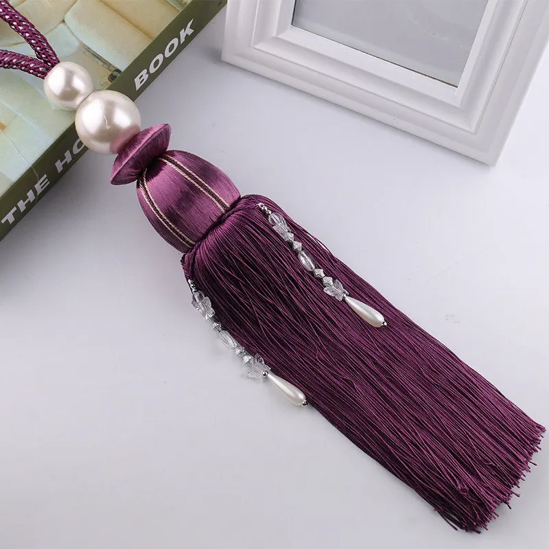 Purple 1 пара веревки для штор подхваты для штор Висячие кисточки подхваты для штор аксессуары жемчуг шар бисером висячий шар cp076 и 3 - Цвет: Purple