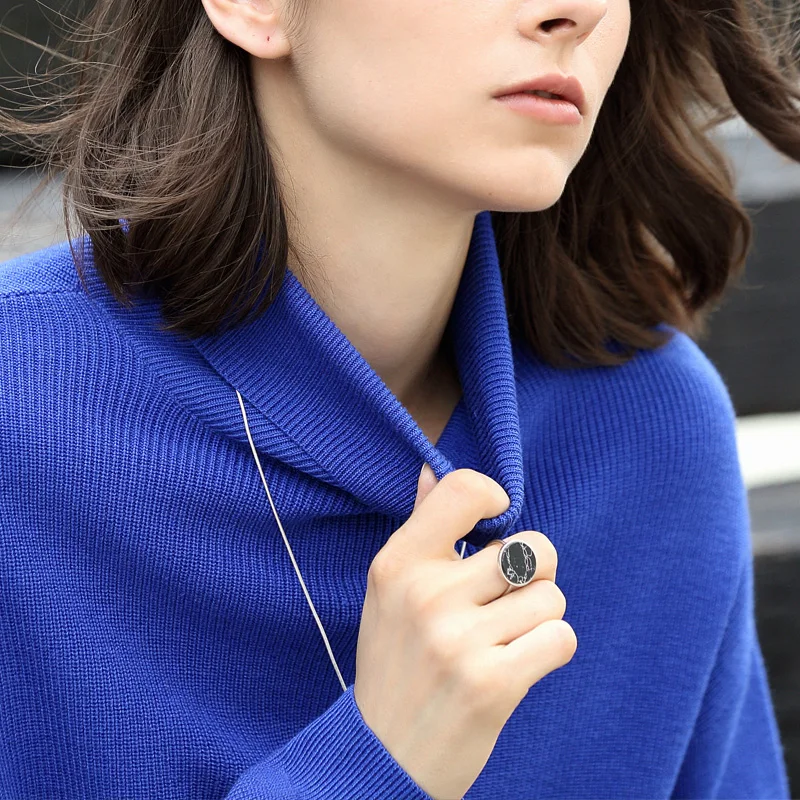Amii Redefine Knitted Turtleneck Sweaters Women Autumn Geometric Cutting Asymmetrical Casual O-neck Pullovers | Женская одежда