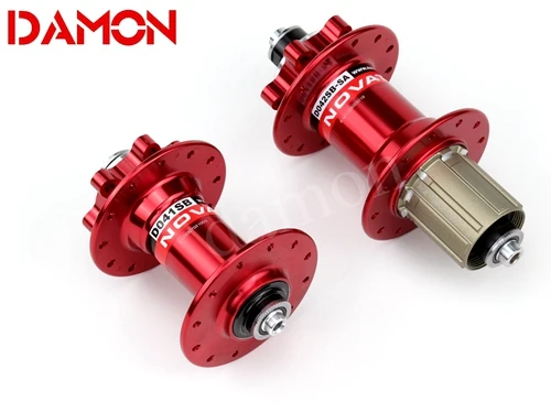Novatec D041SB D042SB горный велосипед втулки для дискового тормоза 24 28 32 36 отверстий дисковый тормоз для горного велосипеда передний задний ступица стальной алюминиевый корпус трещотки - Цвет: Red-SA 28H Pair 11S