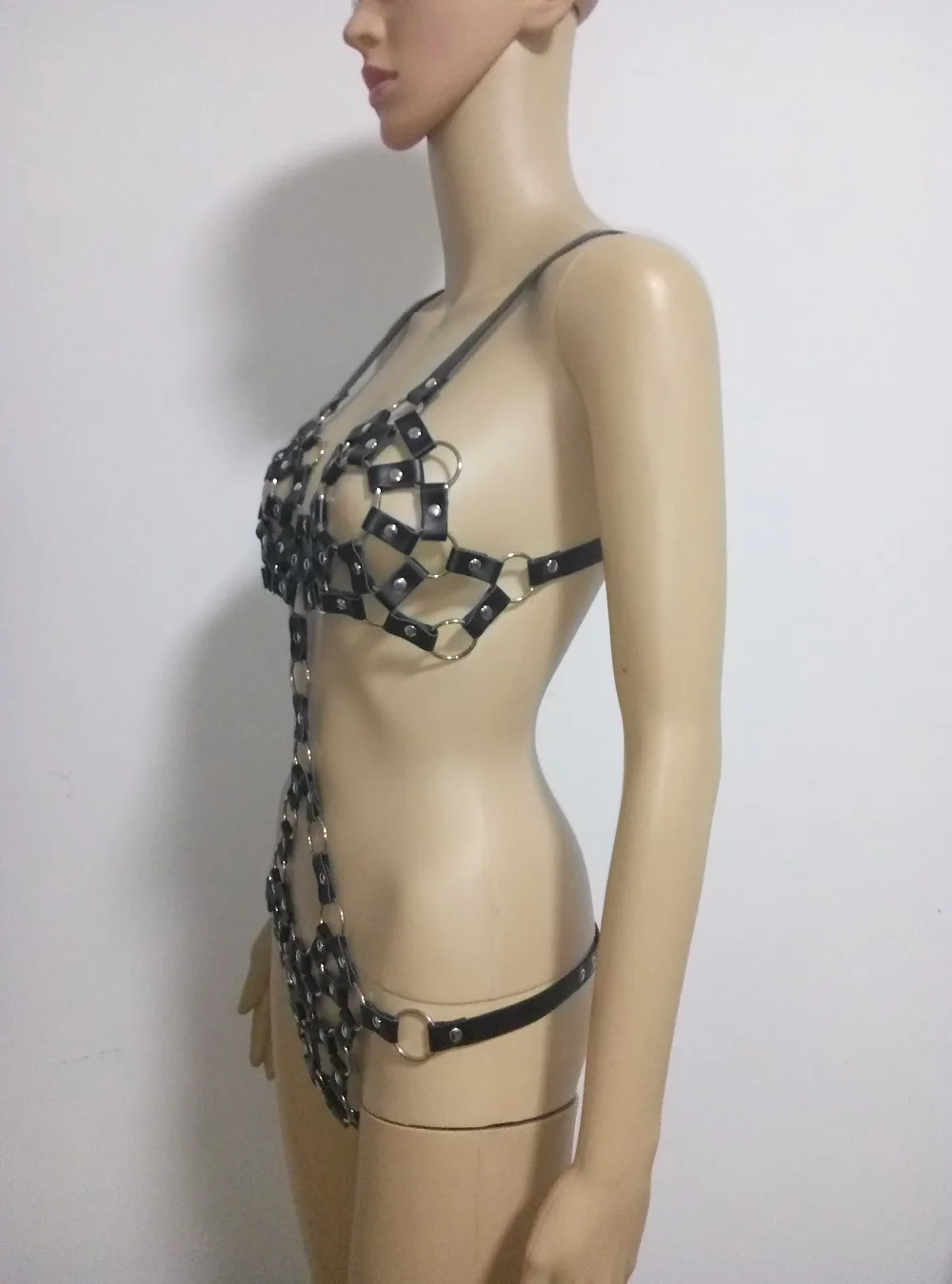 New Fashion Leather Style WRB970 Harness Bondage Beach Bra Chain Collar Goth Choker Necklace Jewelry Accessories | Украшения и