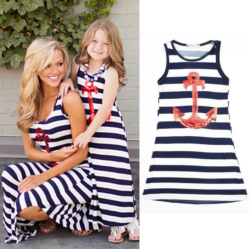 2017 г. Летние платья для мамы и дочки Одинаковая одежда семьи модное праздничное