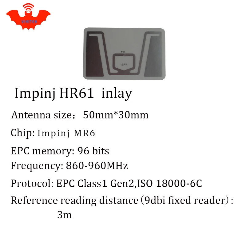 UHF RFID Метка HR61 инкрустация Impinj Monza R6 MR6 чип 860-960 МГц 900 915 868 МГц Higgs3 EPCC1G2 6C смарт-карта Пассивная RFID Метка