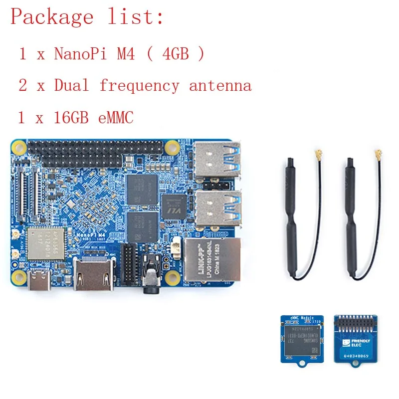 NanoPi M4 2 ГБ/4 ГБ DDR3 Rockchip RK3399 SoC 2,4G и 5G двухдиапазонный WiFi, Поддержка Android 8,1 Ubuntu, AI и глубокого обучения
