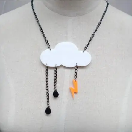 Акриловое ожерелье с подвеской в виде облака и молнии для мужчин женщин модное