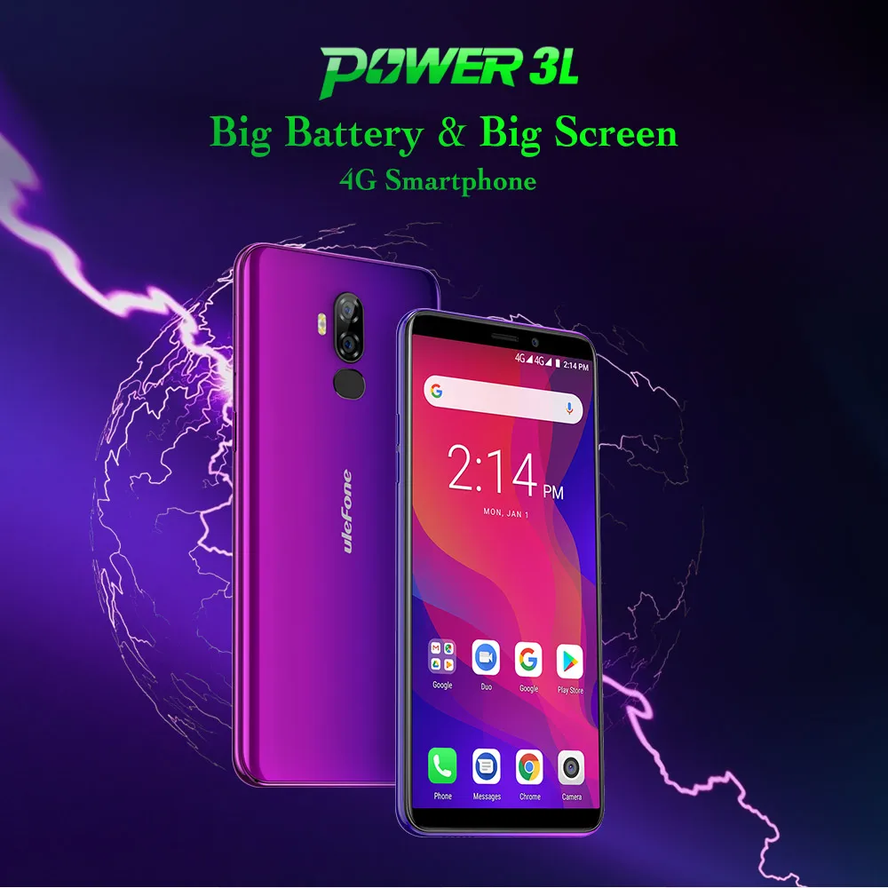 Ulefone power 3L 2 ГБ + 16 Android 8 1 4G мобильный телефон MTK6739 четырехъядерный 6 0 &quotNFC OTG 13 МП 5 Мп