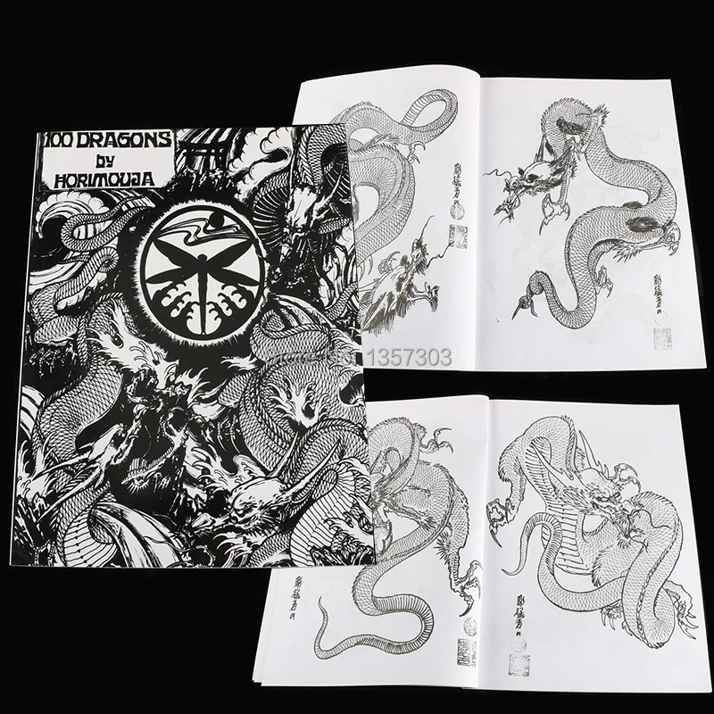 Японские тату дизайны Horimouja Flash Book 11 100 драконов бесплатная доставка|Аксессуары