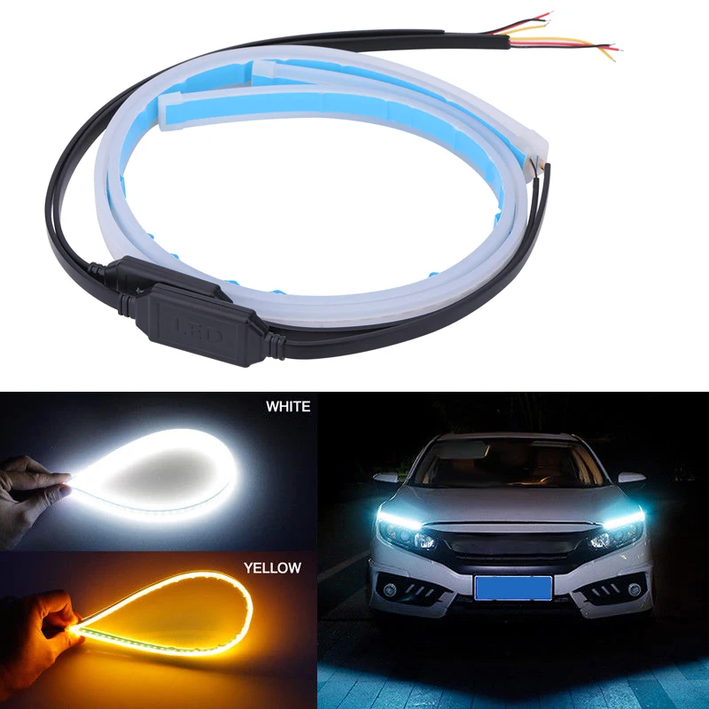 2X 60 см Автомобильная тонкая желтая последовательная Гибкая светодиодная Drl