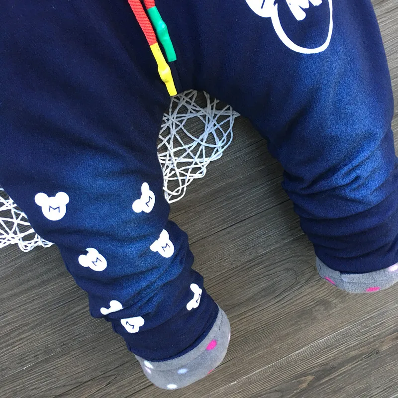 Новинка детские штаны Зимние теплые брюки с принтом для младенцев эластичная